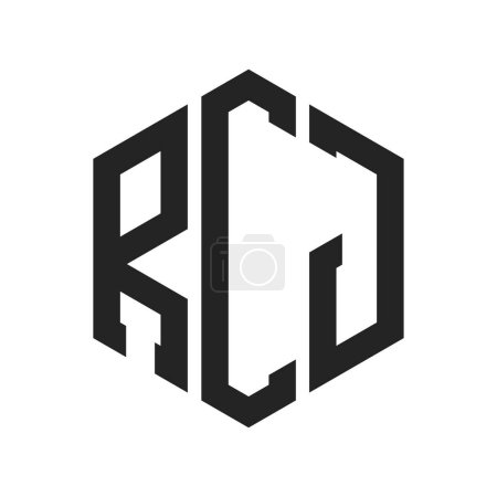 Illustration for RCJ Logo Design. Initial Letter RCJ Monogram Logo using Hexagon shape - Royalty Free Image