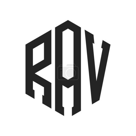 Téléchargez les illustrations : Conception de logo RAV. Logo de monogramme RAV de lettre initiale utilisant la forme hexagonale - en licence libre de droit