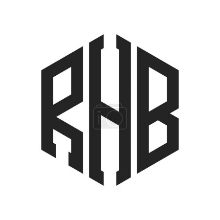 Ilustración de Diseño de Logo RHB. Logo inicial del monograma de la letra RHB usando la forma del hexágono - Imagen libre de derechos