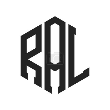 Logo RAL Design. Lettre initiale Logo Monogramme RAL en forme d'hexagone