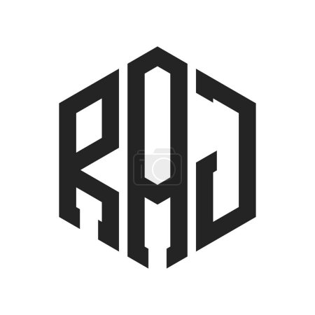 RAJ Logo Design. Initial Letter RAJ Monogram Logo using Hexagon shape