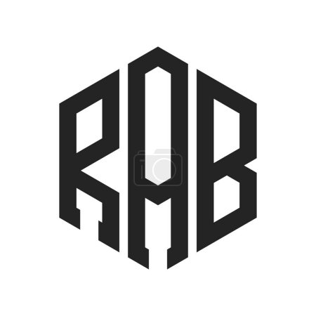 Diseño de Logo RAB. Logo inicial del monograma RAB de la letra usando la forma del hexágono