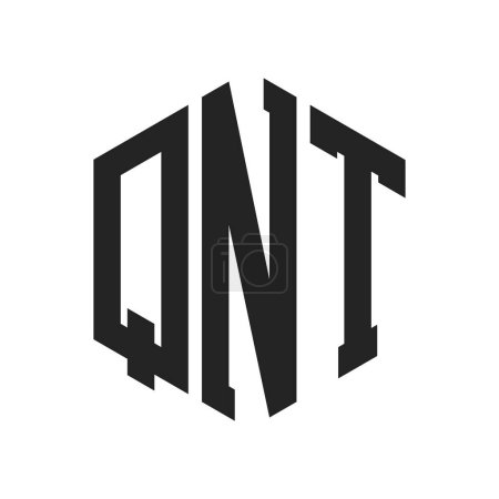 Téléchargez les illustrations : Conception de logo QNT. Lettre initiale Logo monogramme QNT en forme d'hexagone - en licence libre de droit