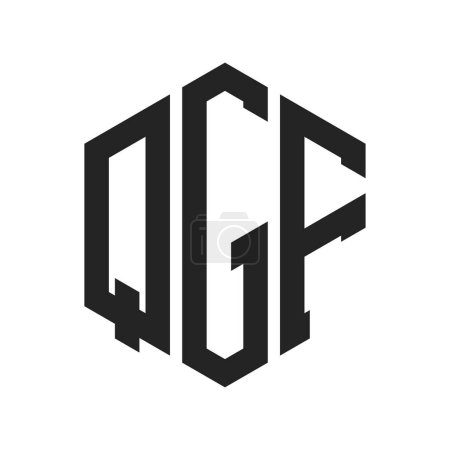 Téléchargez les illustrations : Conception du logo QGF. Lettre initiale logo monogramme QGF en utilisant la forme hexagonale - en licence libre de droit