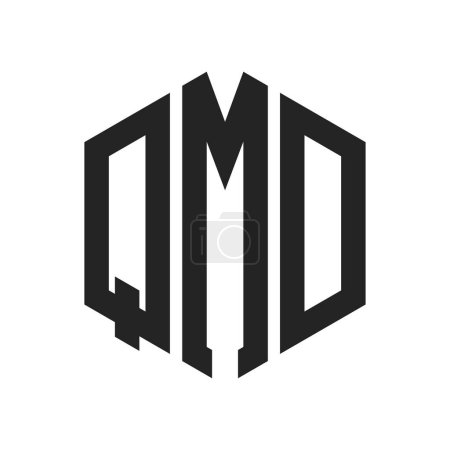 Illustration for QMD Logo Design. Initial Letter QMD Monogram Logo using Hexagon shape - Royalty Free Image