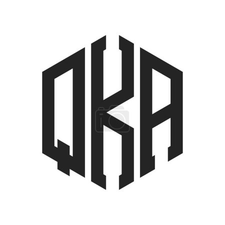Illustration for QKA Logo Design. Initial Letter QKA Monogram Logo using Hexagon shape - Royalty Free Image