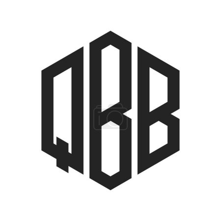 Illustration for QBB Logo Design. Initial Letter QBB Monogram Logo using Hexagon shape - Royalty Free Image