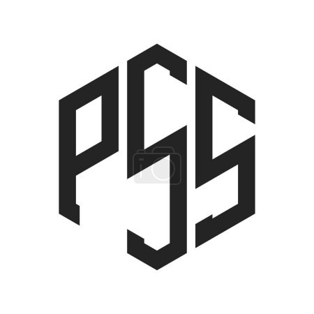 Diseño de Logo PSS. Logo inicial de PSS Monogram con forma de hexágono