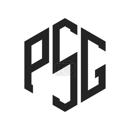 Conception de logo PSG. Lettre initiale PSG Monogram Logo utilisant la forme hexagonale