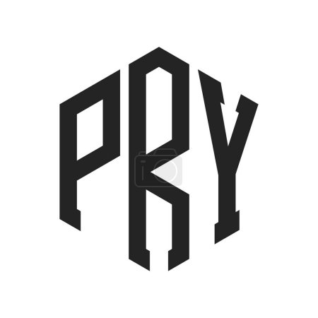 PRY Logo Design. Initial Letter PRY Monogram Logo mit Sechseck-Form