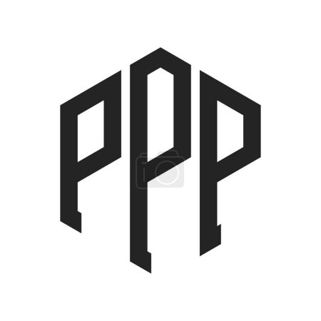 Diseño de Logo PPP. Logo inicial del monograma de la letra PPP usando la forma del hexágono