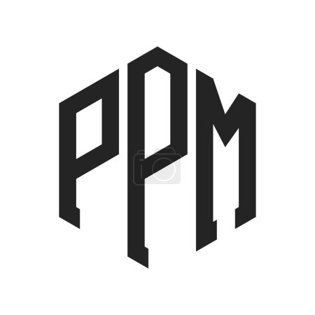 PPM Logo Design. Initial Letter PPM Monogram Logo using Hexagon shape