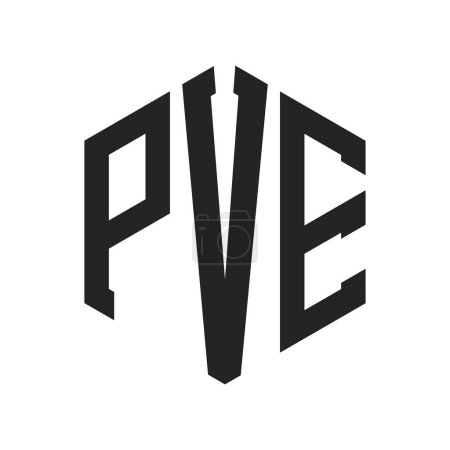 Diseño de Logo PVE. Logo inicial del monograma PVE de la letra usando la forma del hexágono