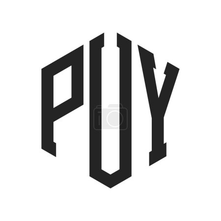 Ilustración de Diseño de Logo PUY. Letra inicial PUY Monogram Logo usando la forma del hexágono - Imagen libre de derechos