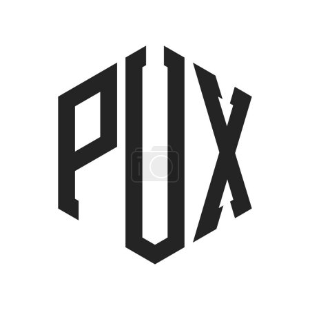 Téléchargez les illustrations : Conception de logo PUX. Lettre initiale PUX Monogram Logo en utilisant la forme hexagonale - en licence libre de droit