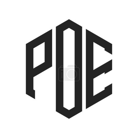 POE Logo Design. Initial Letter POE Monogram Logo using Hexagon shape