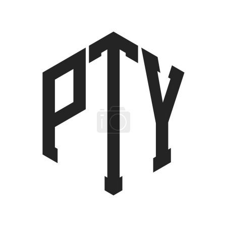 Illustration for PTY Logo Design. Initial Letter PTY Monogram Logo using Hexagon shape - Royalty Free Image