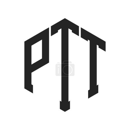 PTT Logo Design. Initial Letter PTT Monogram Logo using Hexagon shape