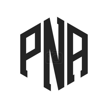 Illustration for PNA Logo Design. Initial Letter PNA Monogram Logo using Hexagon shape - Royalty Free Image