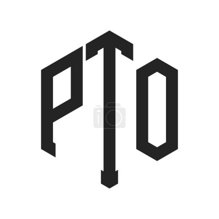 Logodesign der Zapfwelle. Initial Letter PTO Monogram Logo mit Sechseck-Form
