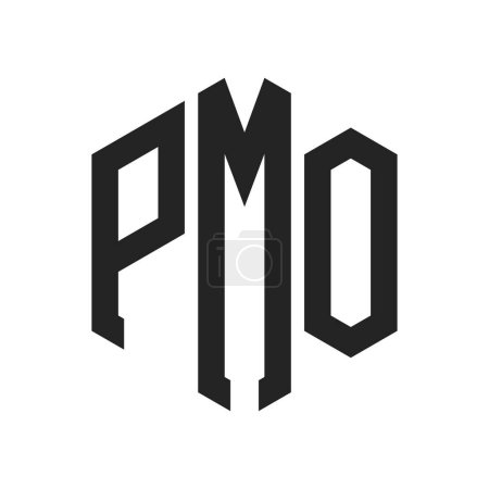 PMO Logo Design. Initial Letter PMO Monogram Logo mit Hexagon-Form