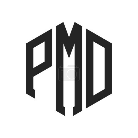 Illustration for PMD Logo Design. Initial Letter PMD Monogram Logo using Hexagon shape - Royalty Free Image