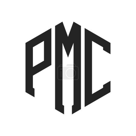 Diseño de Logo PMC. Logo inicial del monograma de PMC de la letra usando la forma del hexágono