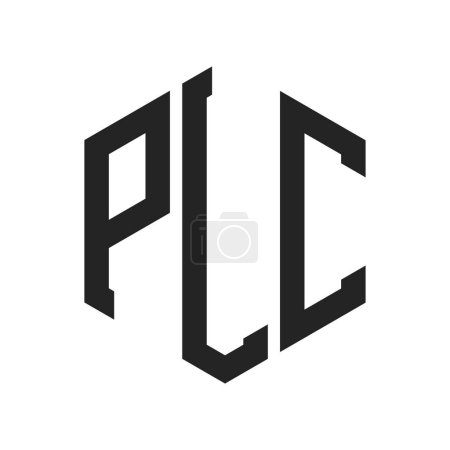 PLC Logo Design. Initial Letter PLC Monogram Logo using Hexagon shape