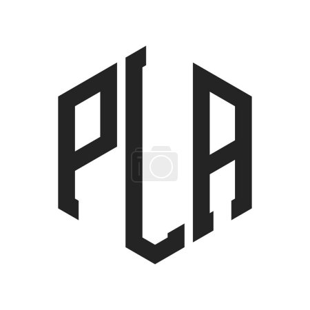 PLA Logo Design. Anfangsbuchstabe PLA-Monogramm-Logo mit Hexagon-Form