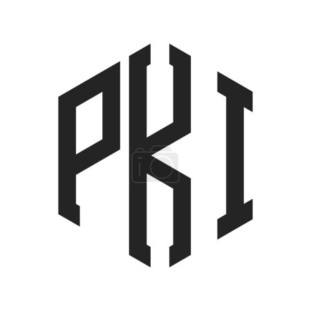 Diseño de Logo PKI. Logo inicial del monograma de la letra PKI usando la forma del hexágono