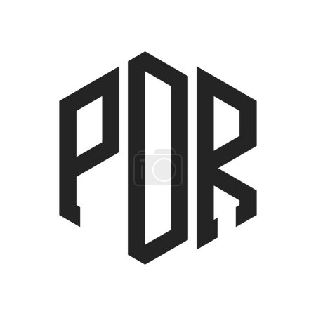 Diseño de Logo PDR. Logo inicial del monograma de la letra PDR usando la forma del hexágono