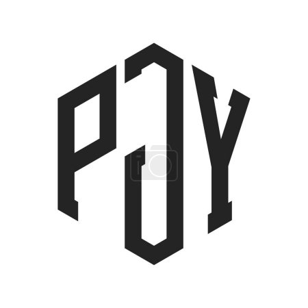 Illustration for PJY Logo Design. Initial Letter PJY Monogram Logo using Hexagon shape - Royalty Free Image
