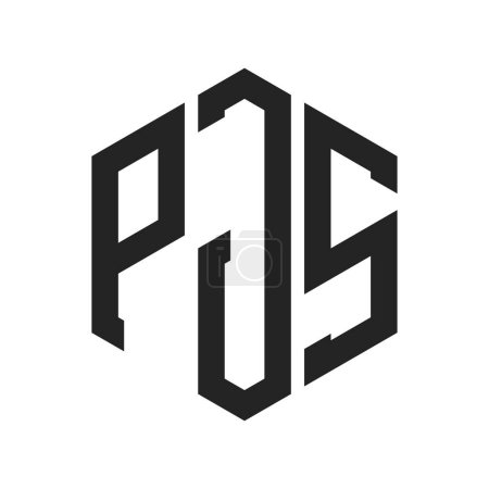 Diseño de Logo PJS. Logo inicial del monograma de la letra PJS usando la forma del hexágono