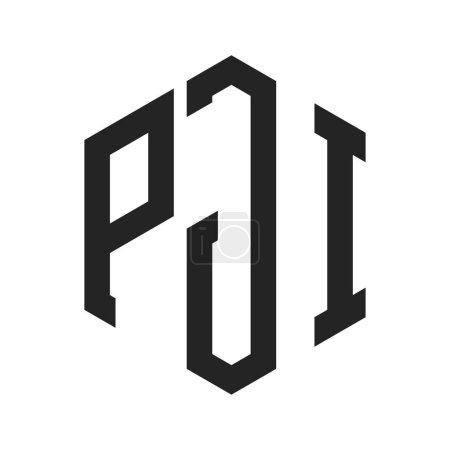 Illustration for PJI Logo Design. Initial Letter PJI Monogram Logo using Hexagon shape - Royalty Free Image
