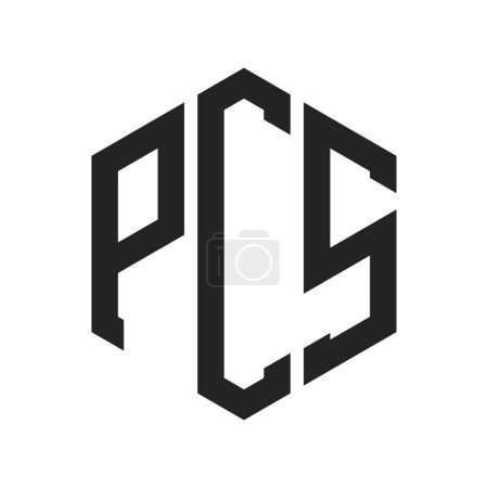 Ilustración de Diseño de Logo PCS. Logo inicial del monograma del PCS de la letra usando la forma del hexágono - Imagen libre de derechos