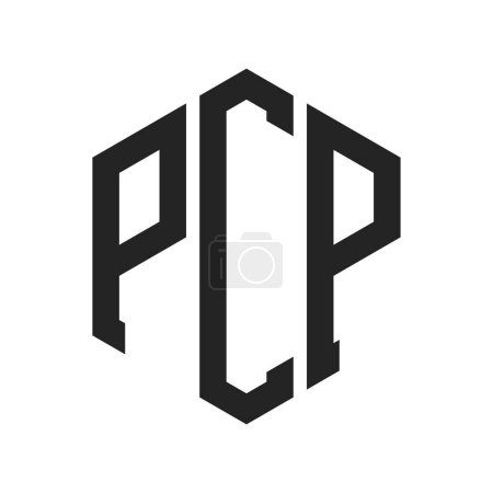 Conception de logo PCP. Lettre initiale Logo monogramme PCP en forme d'hexagone