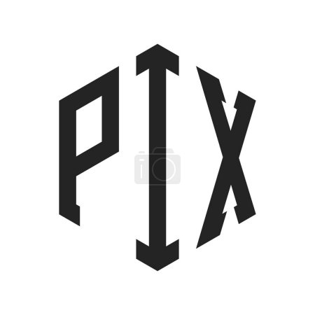 PIX Logo Design. Anfangsbuchstabe PIX Monogramm Logo mit Hexagon-Form