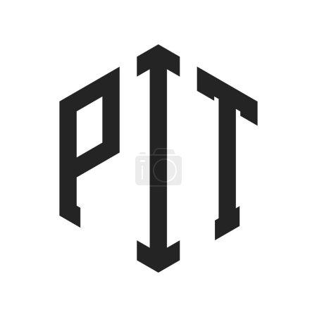 Illustration for PIT Logo Design. Initial Letter PIT Monogram Logo using Hexagon shape - Royalty Free Image