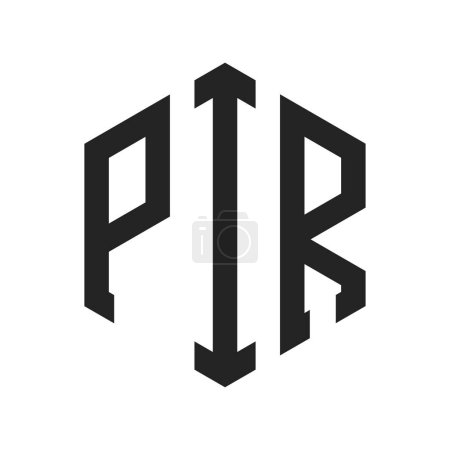 Diseño de Logo PIR. Logo inicial PIR Monogram con forma de hexágono