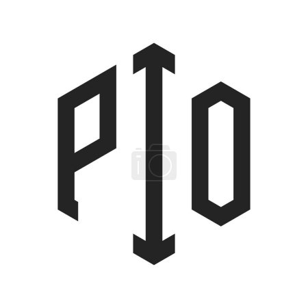 Illustration for PIO Logo Design. Initial Letter PIO Monogram Logo using Hexagon shape - Royalty Free Image