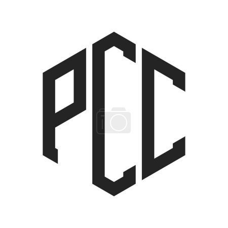 Conception du logo PCC. Lettre initiale Logo monogramme PCC en forme d'hexagone
