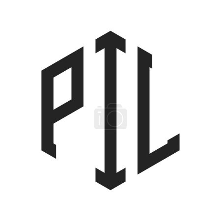 Ilustración de Diseño de Logo PIL. Logo inicial del monograma de la letra PIL usando la forma del hexágono - Imagen libre de derechos