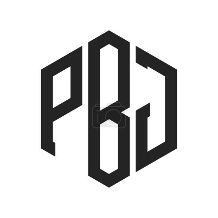 Diseño de Logo PBJ. Logo inicial del monograma de la letra PBJ usando la forma del hexágono
