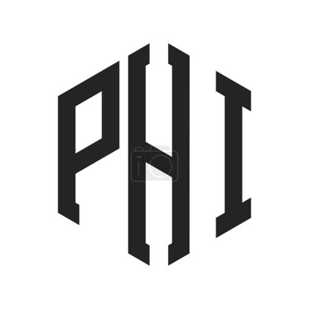 PHI Logo Design. Initial Letter PHI Monogram Logo mit Hexagon-Form