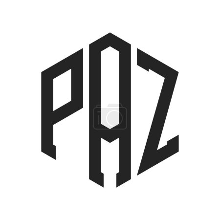 Téléchargez les illustrations : PAZ Logo Design. Lettre initiale PAZ Monogram Logo utilisant la forme de l'hexagone - en licence libre de droit