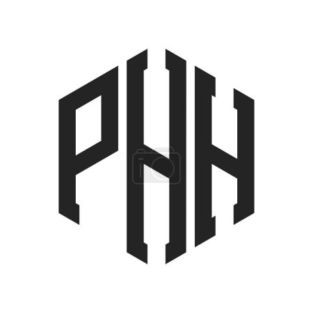 Diseño de Logo PHH. Logo inicial de la carta PHH Monogram usando la forma del hexágono