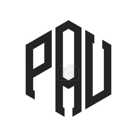 PAU Logo Design. Initial Letter PAU Monogram Logo using Hexagon shape