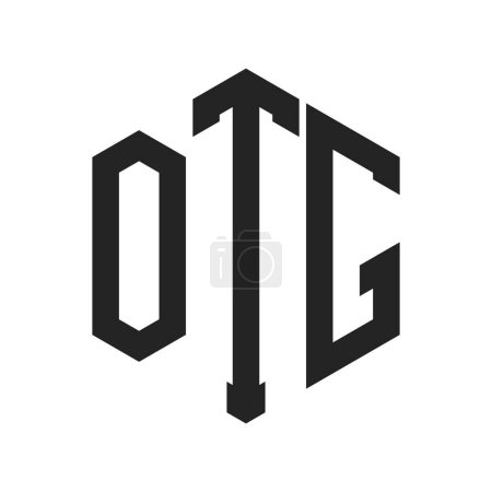 Diseño de Logo OTG. Carta Inicial OTG Monogram Logo usando la forma del hexágono