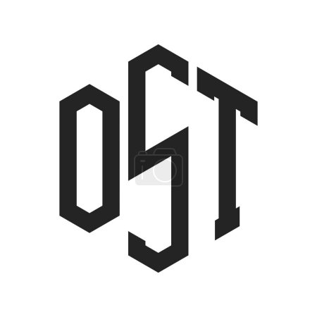 OST Logo Design. Initial Letter OST Monogram Logo using Hexagon shape