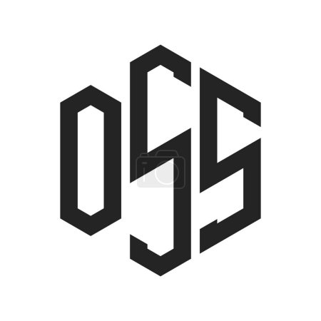 Diseño de Logo OSS. Logo inicial de OSS Monogram con forma de hexágono